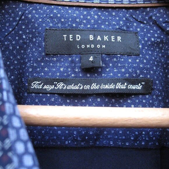 Ted Baker London Mens Geo Print Button Front Shirt L - Picture 9 of 11